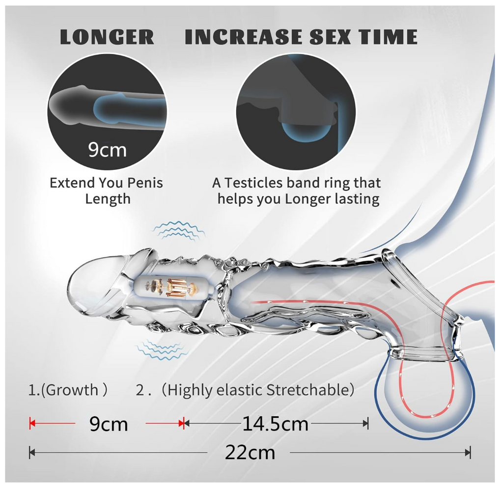 3 in 1 Condom - Extender - Vibrator | Reusable Penis Extension Vibrator Penis Sleeve