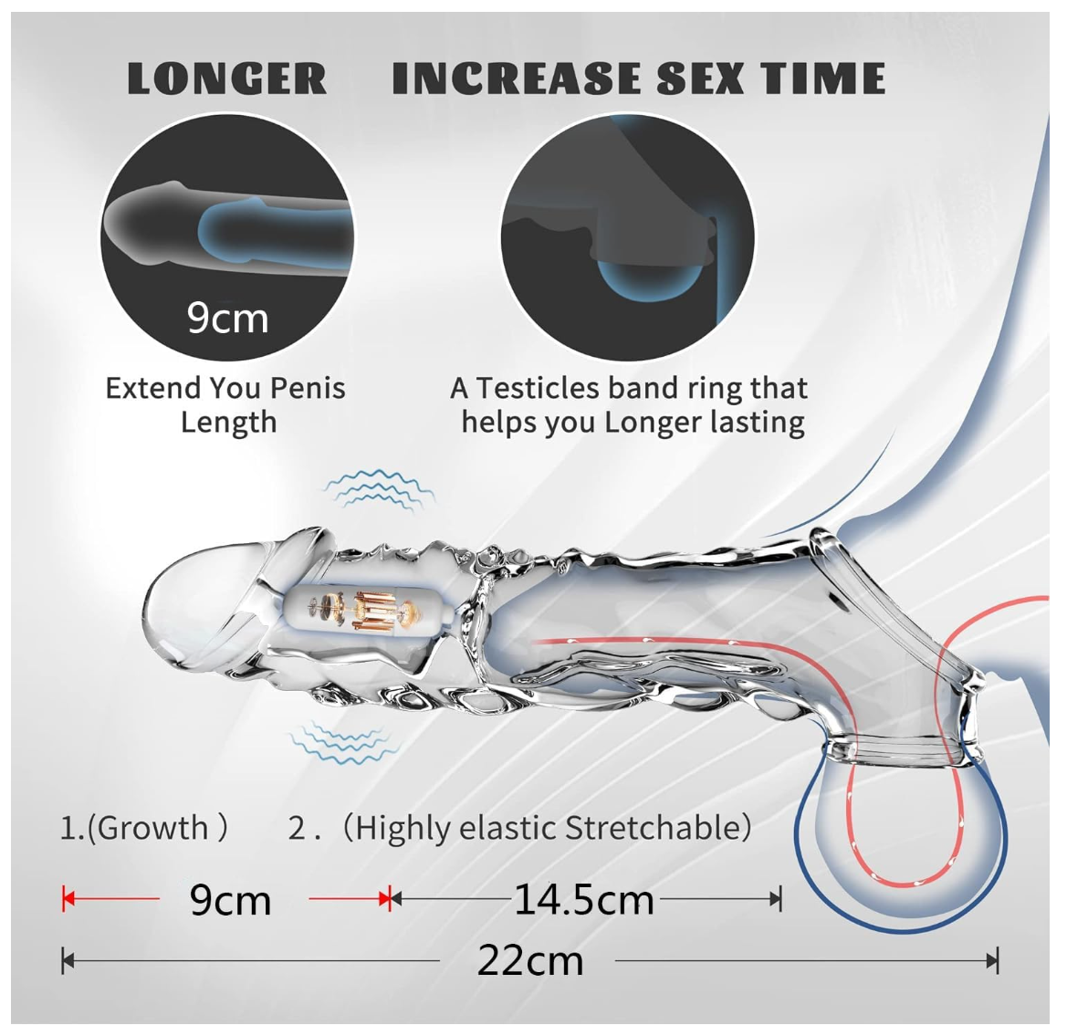 3 in 1 Condom - Extender - Vibrator | Reusable Penis Extension Vibrator Penis Sleeve