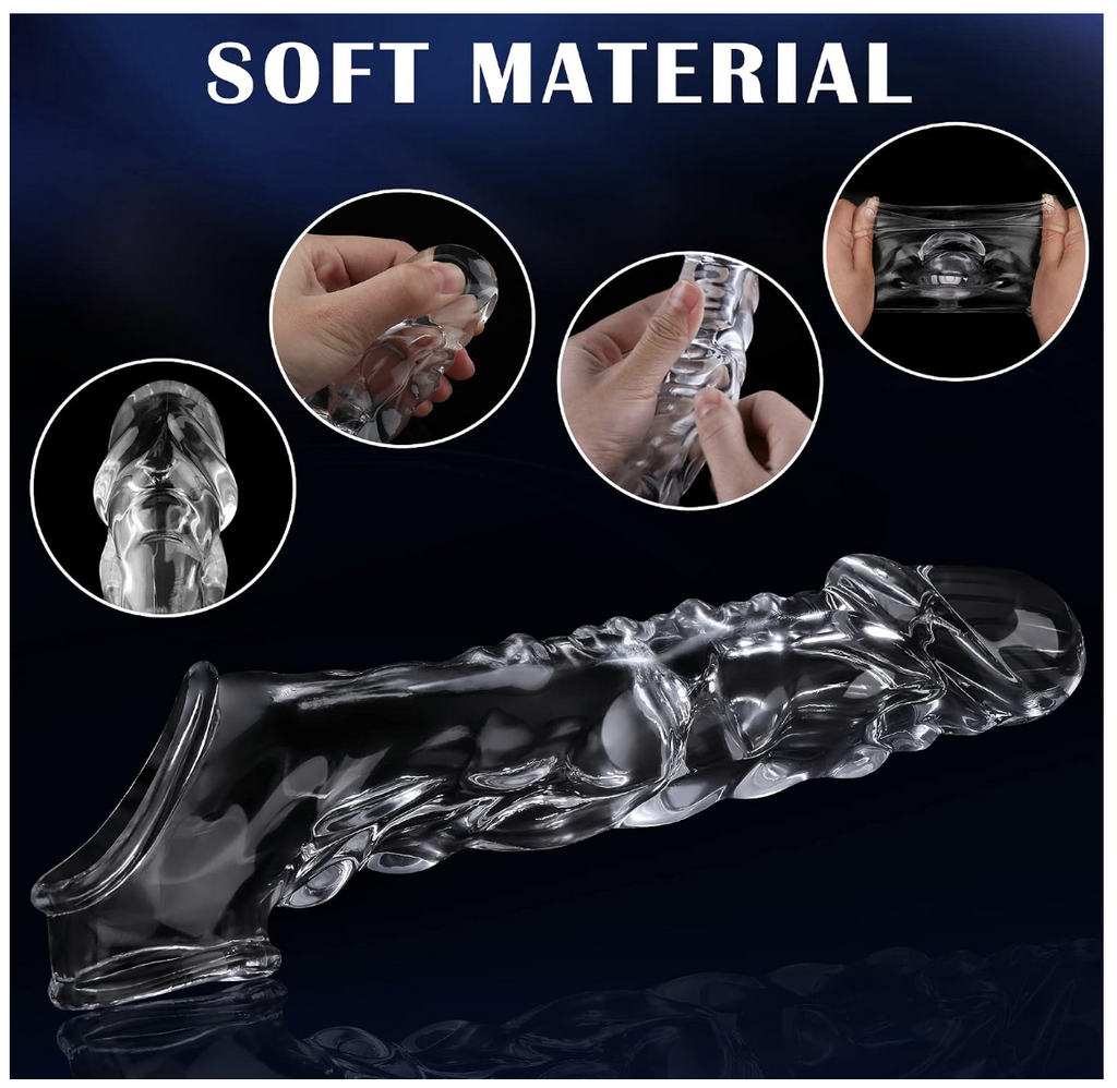 3 in 1 Condom - Extender - Vibrator | Reusable Penis Extension Vibrator Penis Sleeve